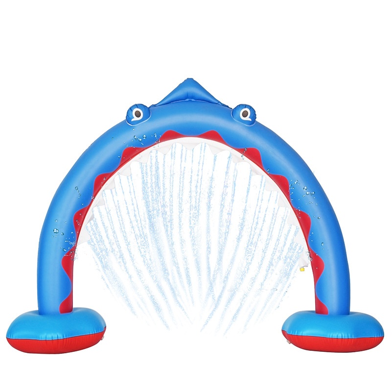 Inflatable Shark Sprinkler for Kids Kids Summer Outdoor Lawn Toy Large Arch Colorful Water Play Sprinkler for Boys Girls Toddles