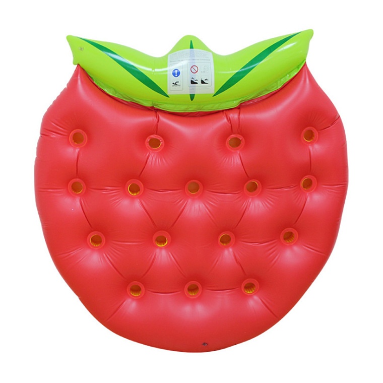 Factory inflatable strawberry floating row floating bed water cushion chair adult swimming assisted inflatable bed thickening