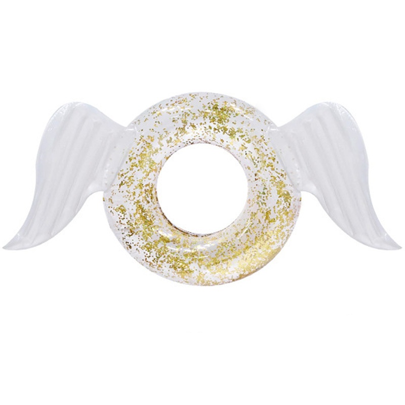 Inflatable sequined wings swimming ring adult children angel swimming ring golden glitter water swim ring pool float