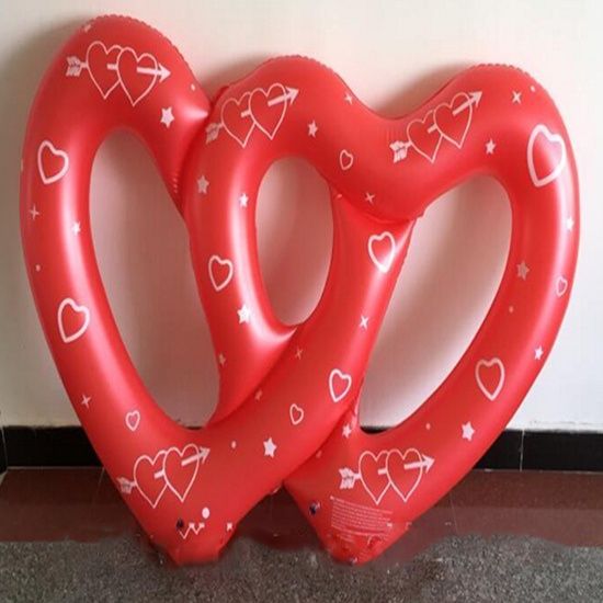 Factory Inflatable Swimming float with Double Red Heart for Pool Water Sports