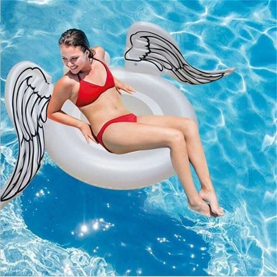 Giant float Inflatable Pearl Angel Wing float mattress for Kids Raft toy
