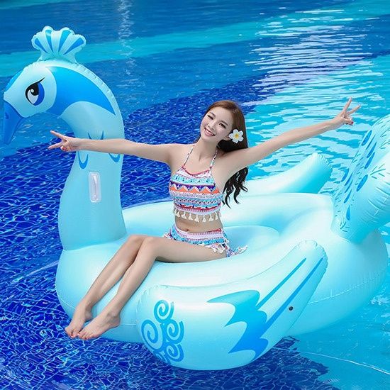 Beautiful float Giant inflatable Blue Color Peacock Float for Adult swim