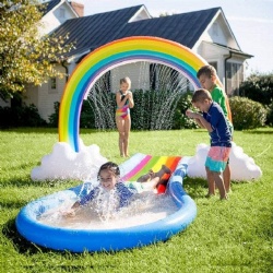 Freehawk Kids Inflatable Rainbow Water Sprinkler Large Yard Toddler Water Toys for Kids Backyard Spray Water Games for Boy & Gir