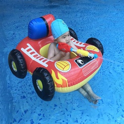 Summer inflatable fire boat swimming pool buoy with built-in water spray gun inflatable riding suitable for children