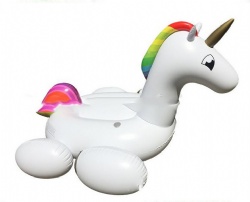 Spot thickened PVC inflatable unicorn with long legs floating row with four hooves with cup hole unicorn mount summer party