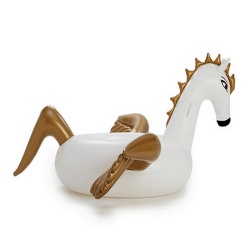 Inflatable Gold Pegasus Unicorn Gaint Pool Float Mattress Sunbathe Mat Air Swimming Beach Sea Water Party Toys