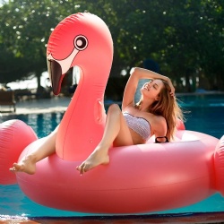 Large inflatable flamingo pool floating party toy with durable handles summer beach floating pool inflatable pool toy lounge