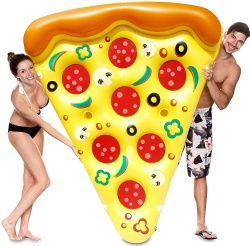 Giant inflatable pizza slice pool buoy fun pool buoy swimming party toys summer pool raft extra large with cup holder