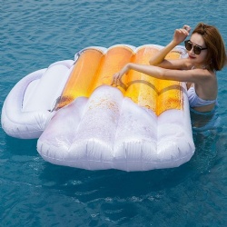 Factory direct sales new beer glass water inflatable floating row floating bed leisure recliner air bed swimming equipment