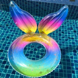 Mermaid children's swimming ring seat ring for kids adults inflatable thickened toddler swimming fish ring summer water pool