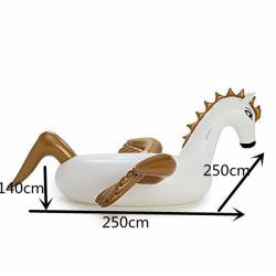 250cm 98 inch Giant Inflatable Rainbow Unicorn Water Pool Floats White Pegasus Float Swimming Air Mattress Bed