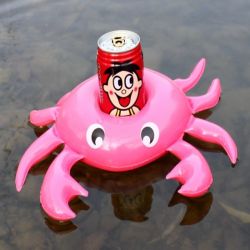 New design with Inflatable Pink Crab Drink Holder Float