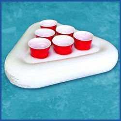Beer holder with inflatable White Drinking Pong cup holder Float for Sale